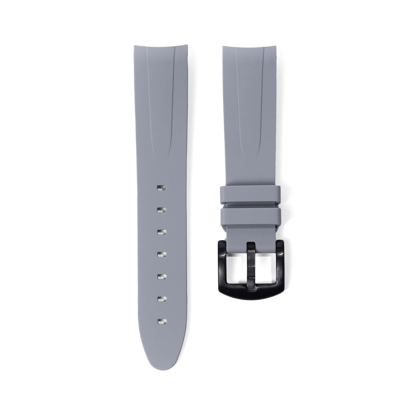 21mm Curved Ended Grey Rubber Strap - Tempomat Madrid