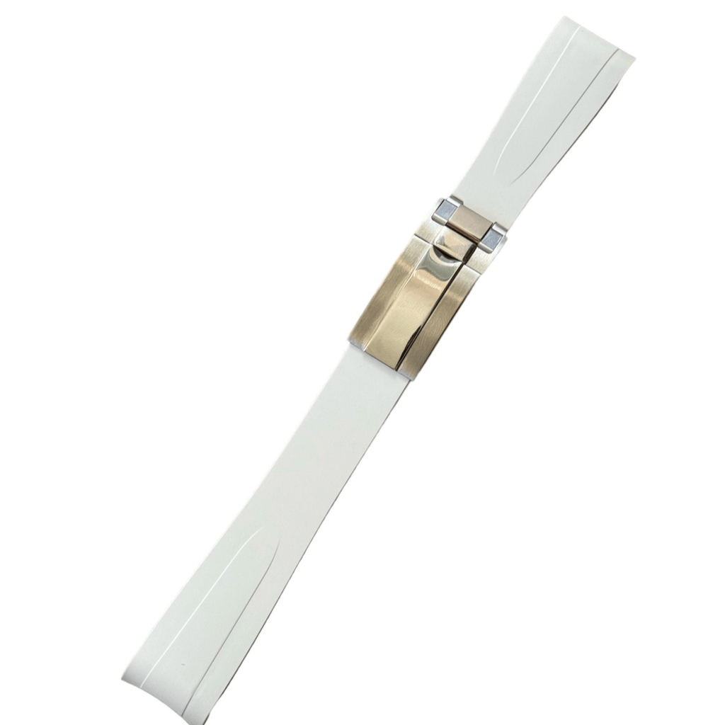 FKM Vulcanized White Rubber strap for Rolex Deployant buckle - Tempomat Madrid