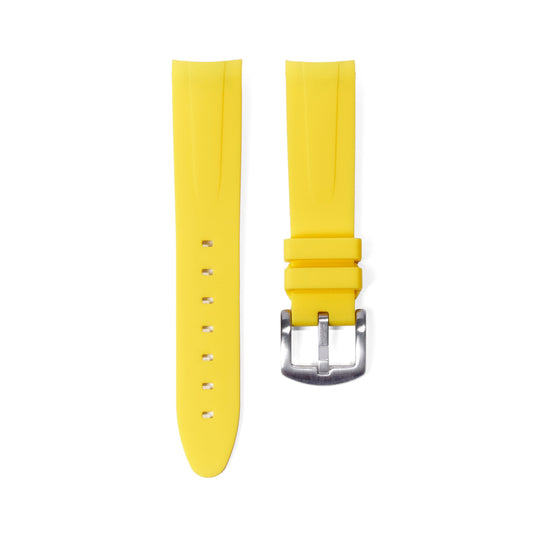 21mm Curved Ended Yellow Rubber Strap - Tempomat Madrid