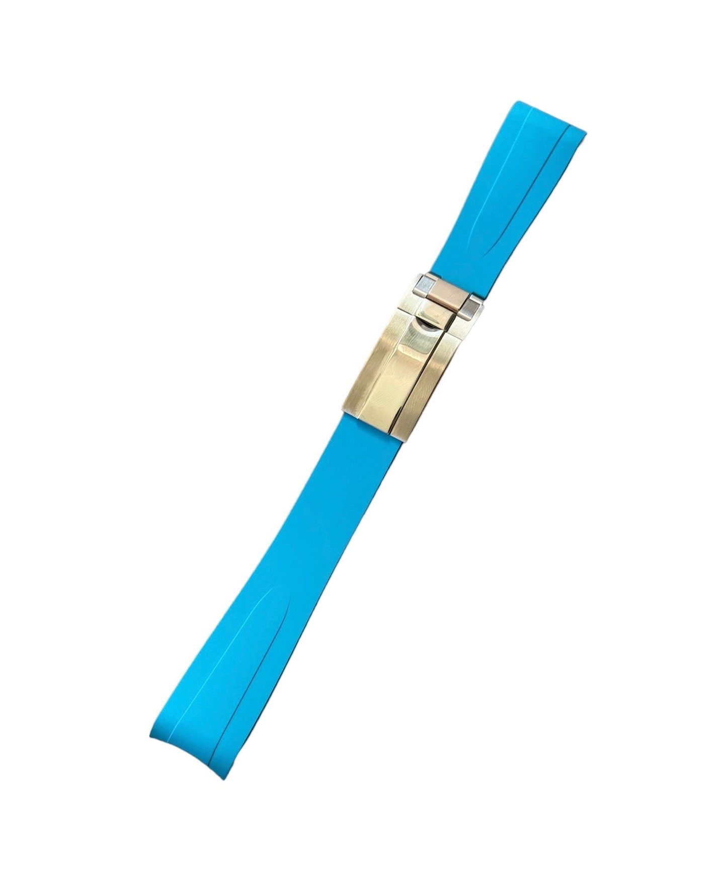 FKM Vulcanized Marbella Blue Rubber strap for Rolex Deployant buckle - Tempomat Madrid
