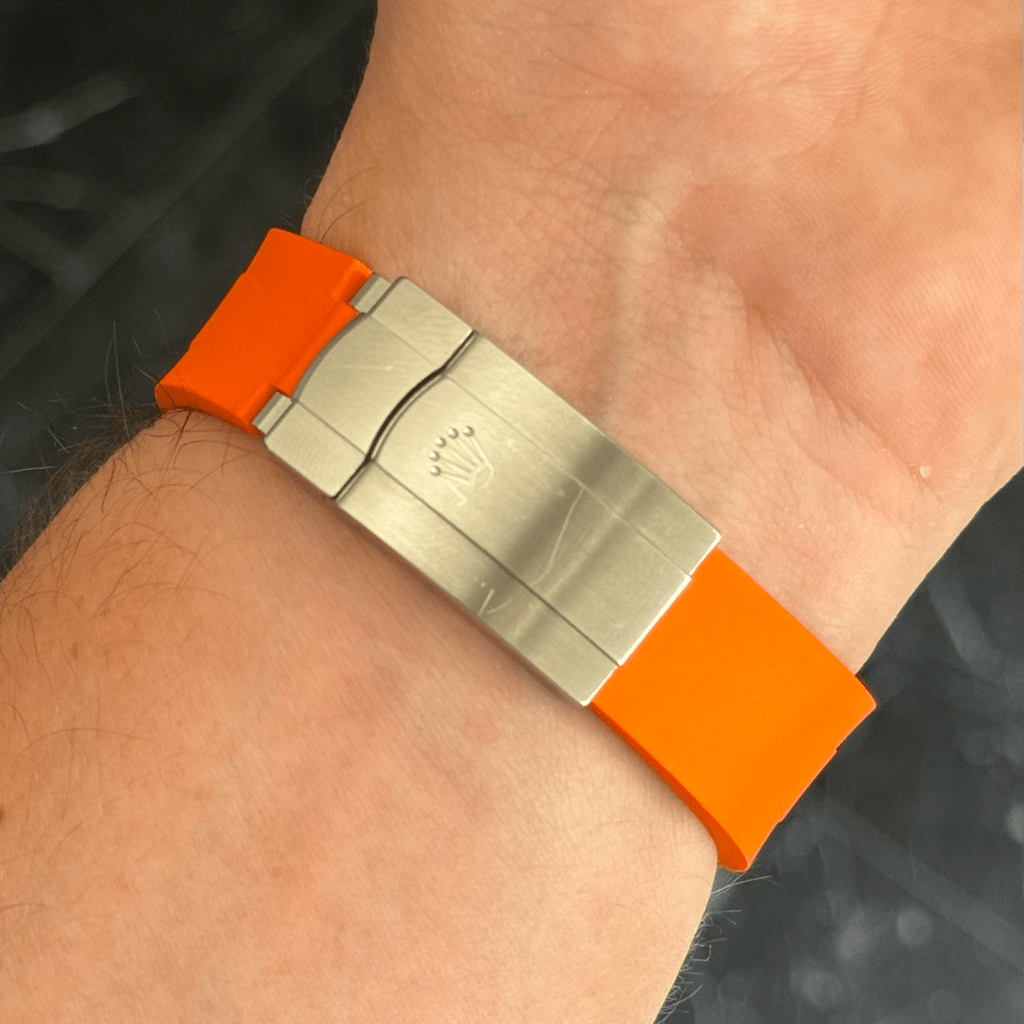 FKM Vulcanized Orange Rubber strap for Rolex Deployant buckle - Tempomat Madrid