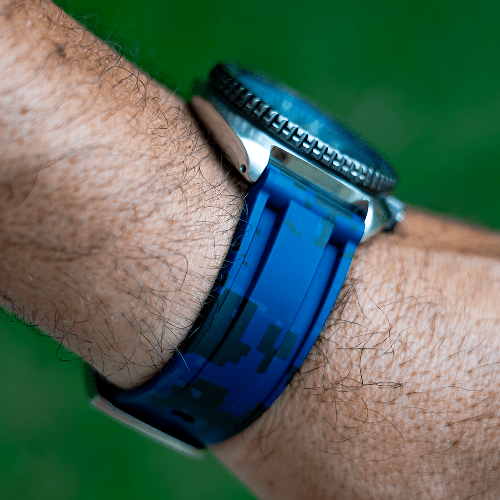 22mm Blue Digital Camo Rubber Strap - Tempomat Madrid