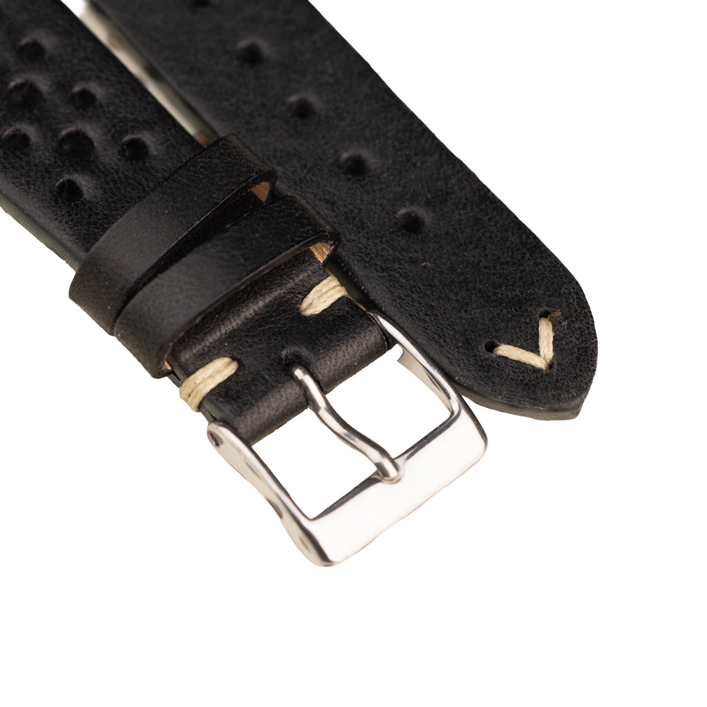 FLUCO RACING - pasek ze skóry bydlęcej - CZARNY