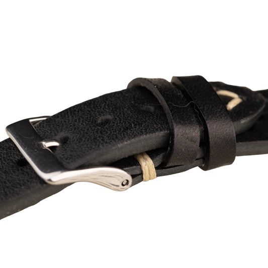 FLUCO RACING - pasek ze skóry bydlęcej - CZARNY