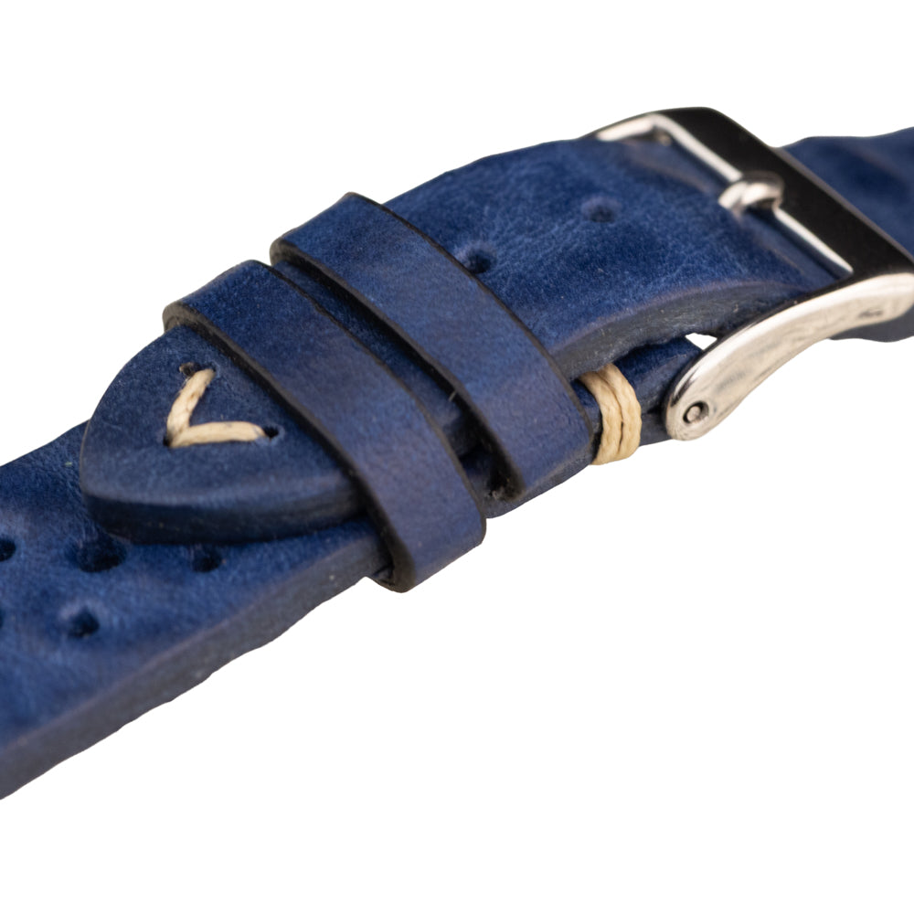 FLUCO RACING - pasek ze skóry bydlęcej - NIEBIESKI