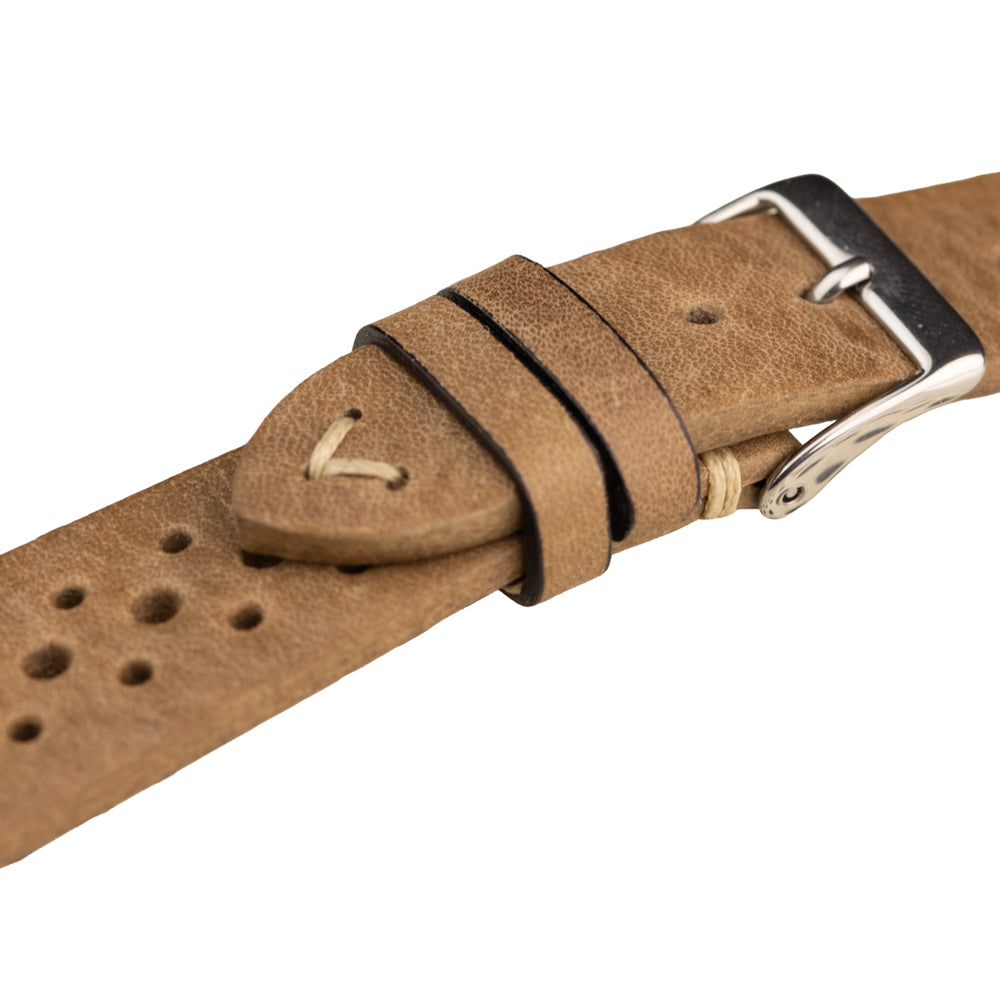 FLUCO RACING - pasek ze skóry bydlęcej - KHAKI