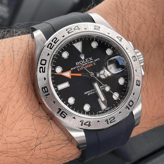 21mm Curved Ended Black Rubber Strap - Tempomat Madrid