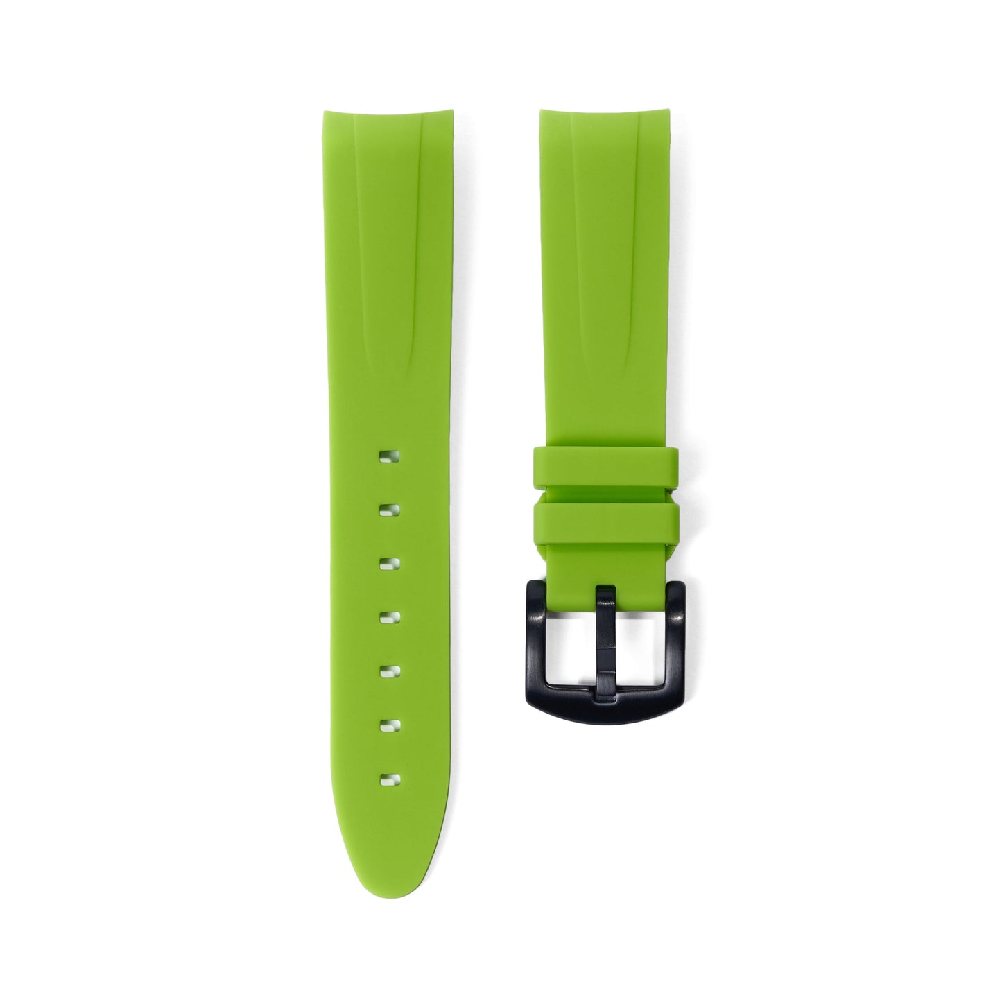 20mm Curved Ended Lime Rubber Strap - Tempomat Madrid