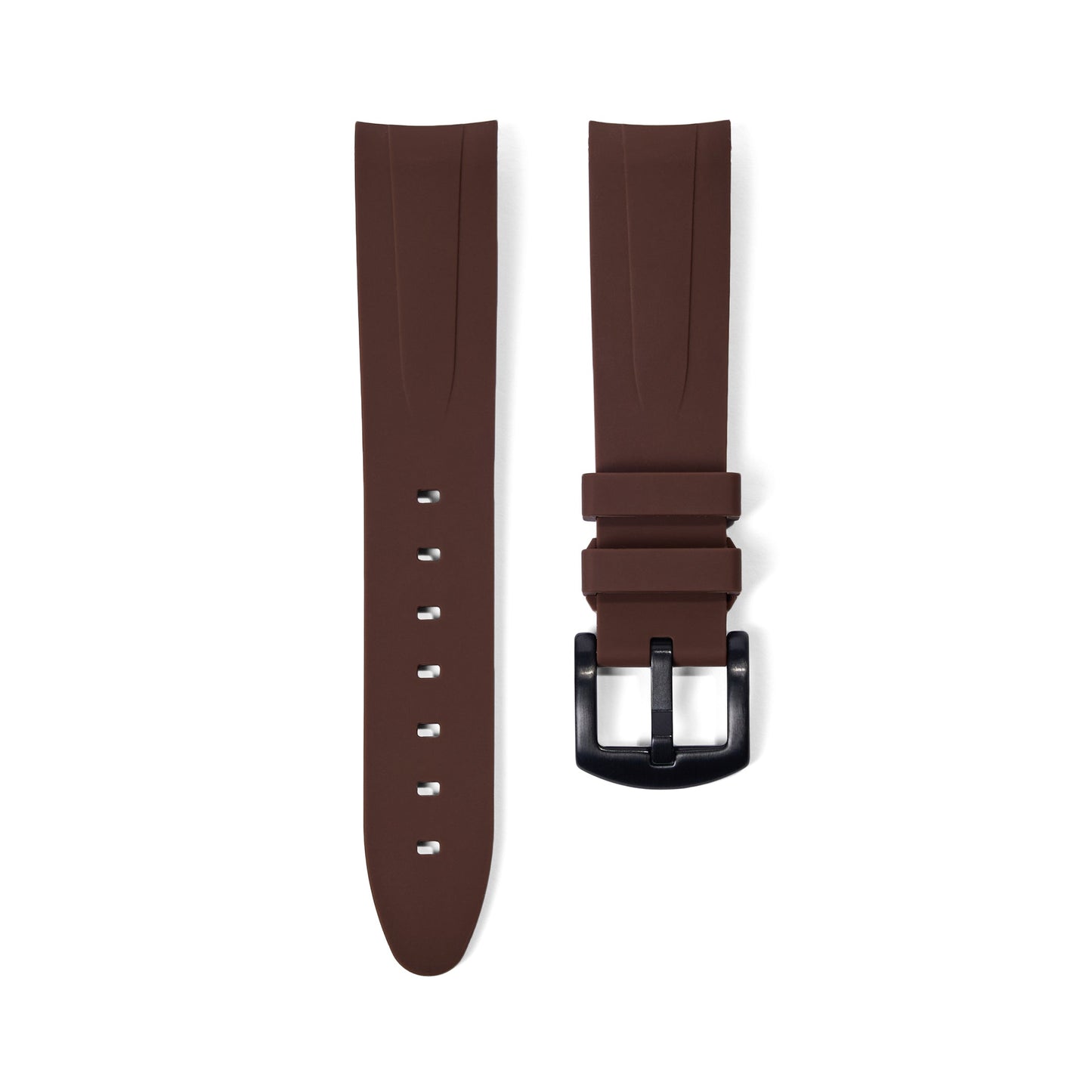 20mm Curved Ended Brown Rubber Strap - Tempomat Madrid