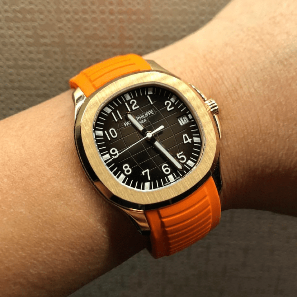 FKM Vulcanized Orange Rubber Strap for Patek Aquanaut - Tempomat Madrid