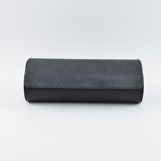 Full Black Saffiano Leather Watch Roll - Tempomat Madrid