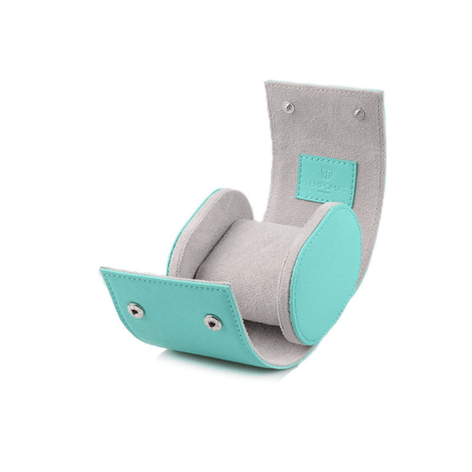 Individual Sky Blue Saffiano Leather Watch Roll - Tempomat Madrid