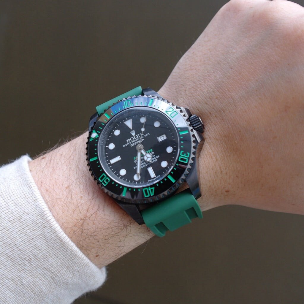 22mm Green Olive Rubber Strap - Tempomat Madrid