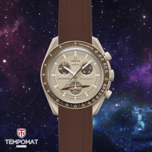 20mm Curved Ended Brown Rubber Strap - Tempomat Madrid