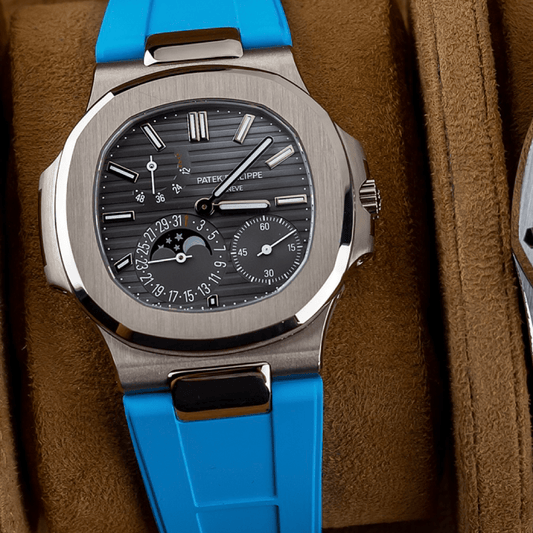 FKM Vulcanized Blue Marbella Rubber Strap for Patek Nautilus - Tempomat Madrid