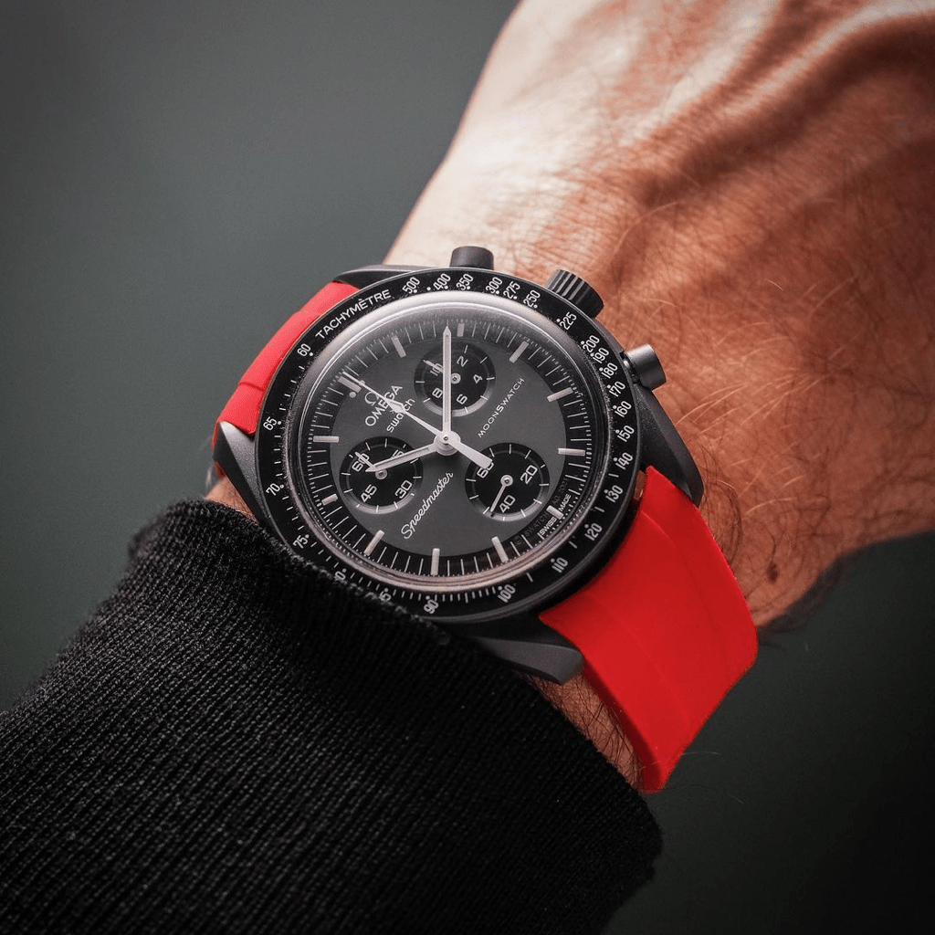 20mm Curved Ended Red Wine Rubber Strap - Tempomat Madrid