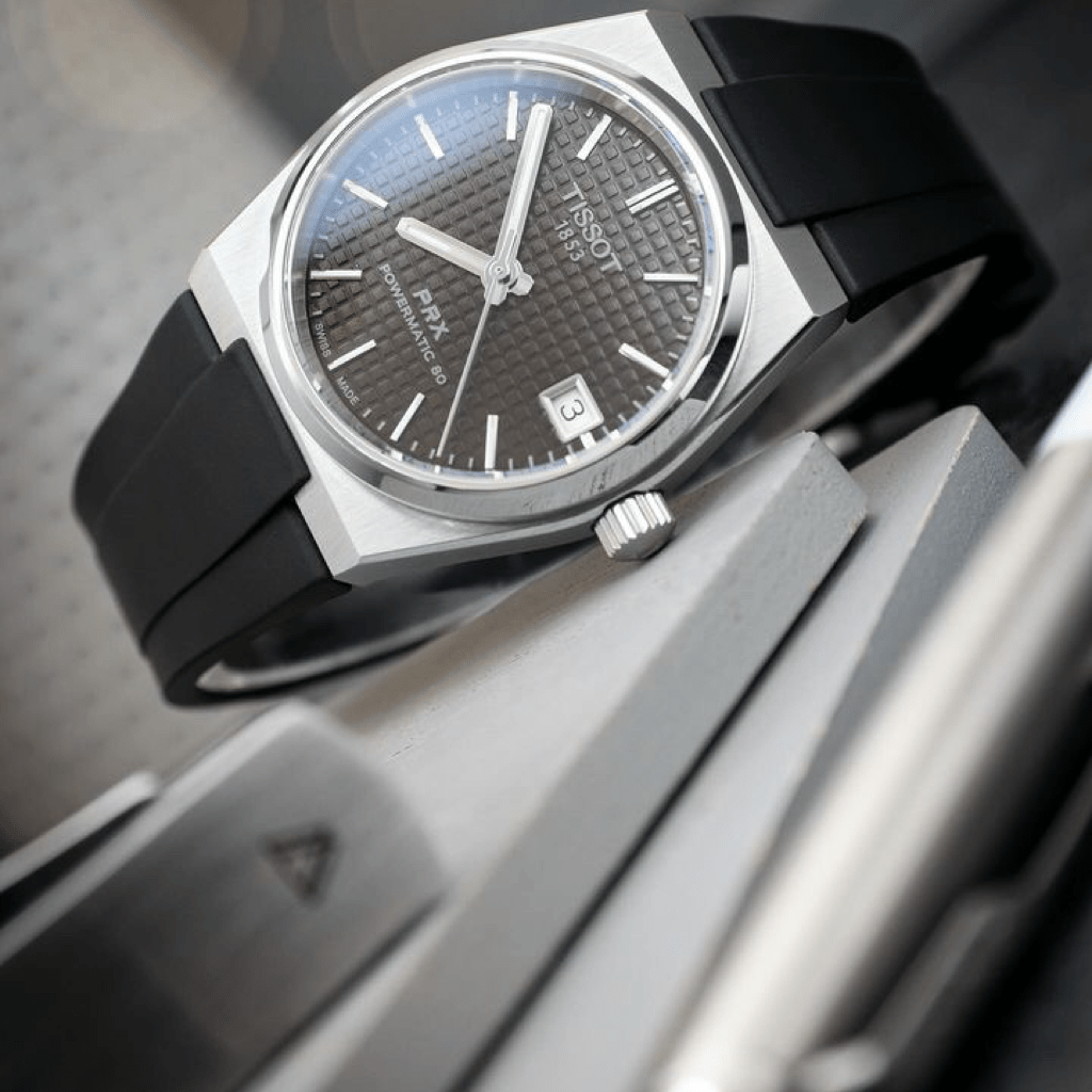 Black Tissot PRX Rubber Strap - Tempomat Madrid