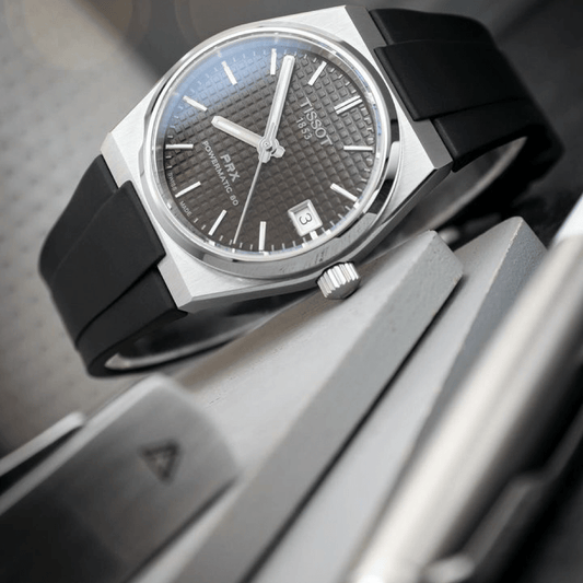 Black Tissot PRX Rubber Strap - Tempomat Madrid
