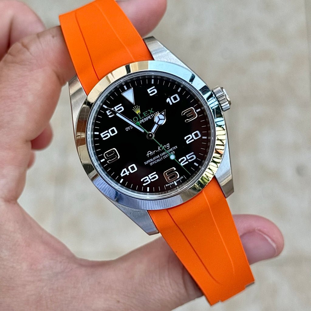 FKM Vulcanized Orange Rubber strap for Rolex Deployant buckle - Tempomat Madrid