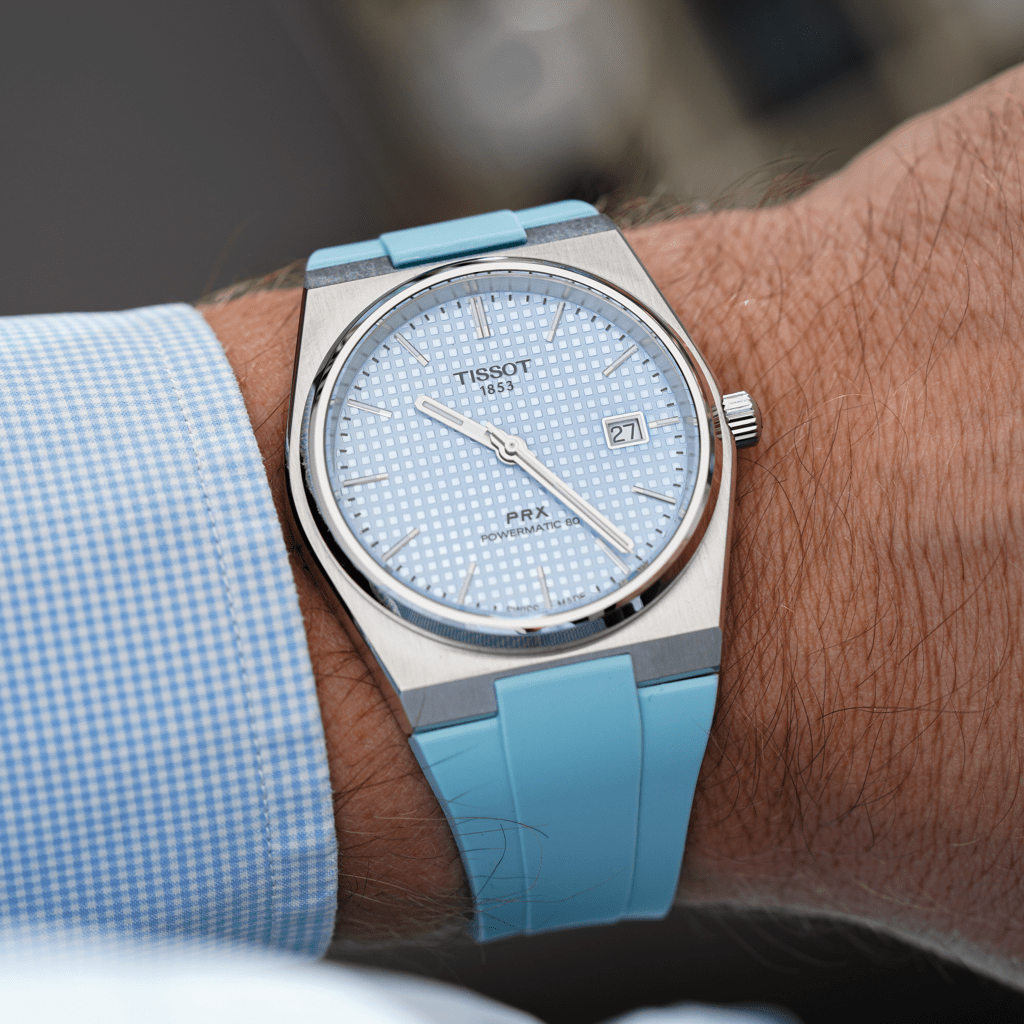 Miami Blue Tissot PRX Rubber Strap - Tempomat Madrid