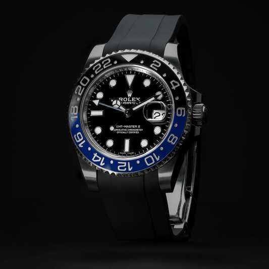 FKM Vulcanized Black Rubber strap for Rolex Deployant buckle - Tempomat Madrid