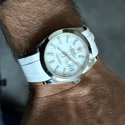FKM Vulcanized White curved ended strap for Rolex OP41 & DJ41 - Tempomat Madrid