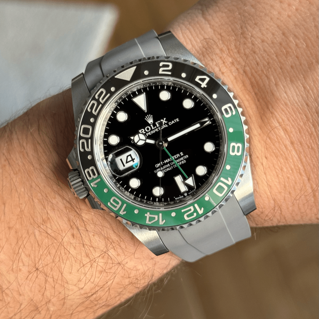 FKM Vulcanized Grey Rubber strap for Rolex Deployant buckle - Tempomat Madrid