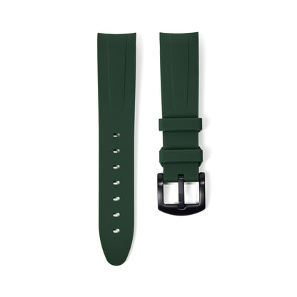 21mm Curved Ended Green Rubber Strap - Tempomat Madrid