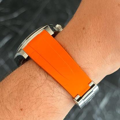 FKM Vulcanized Orange Rubber strap for Rolex Deployant buckle - Tempomat Madrid
