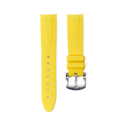21mm Curved Ended Yellow Rubber Strap - Tempomat Madrid
