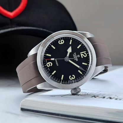 Brązowy pasek z gumy FKM do zegarków Tudor Black Bay 58 oraz Ranger