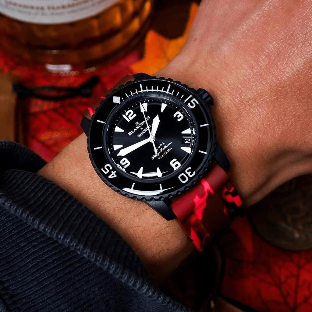 22mm Red Camo Rubber Strap - Tempomat Madrid