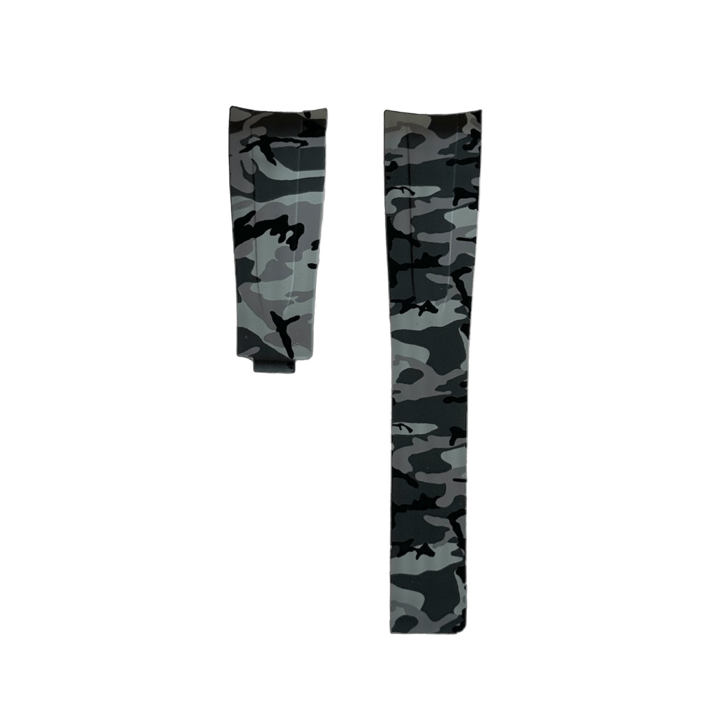 FKM Vulcanized Grey Camouflage Rubber strap for Rolex Deployant buckle - Tempomat Madrid