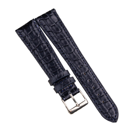 FLUCO BRIGHT - pasek ze skóry aligatora granatowy