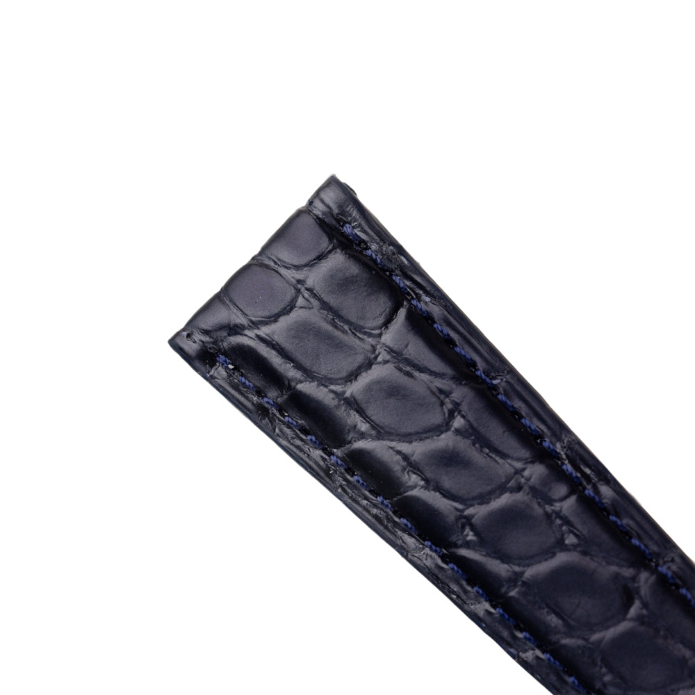 FLUCO BRIGHT - pasek ze skóry aligatora granatowy