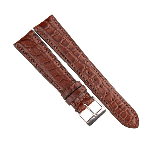 FLUCO BRIGHT - pasek ze skóry aligatora brązowy