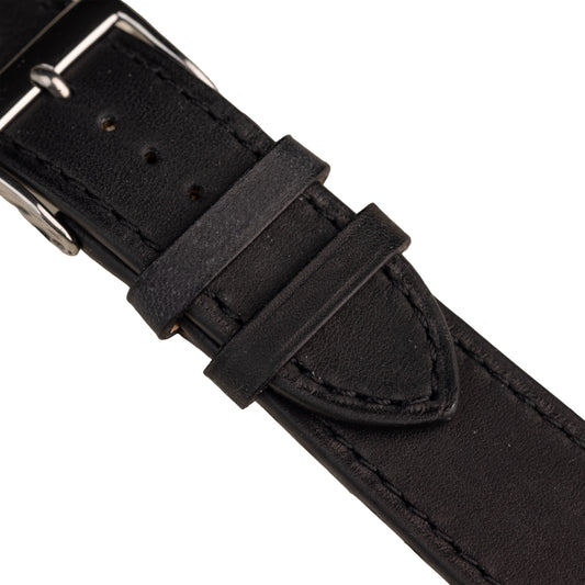 FLUCO BASTILLE - pasek ze skóry Barenia - CZARNY