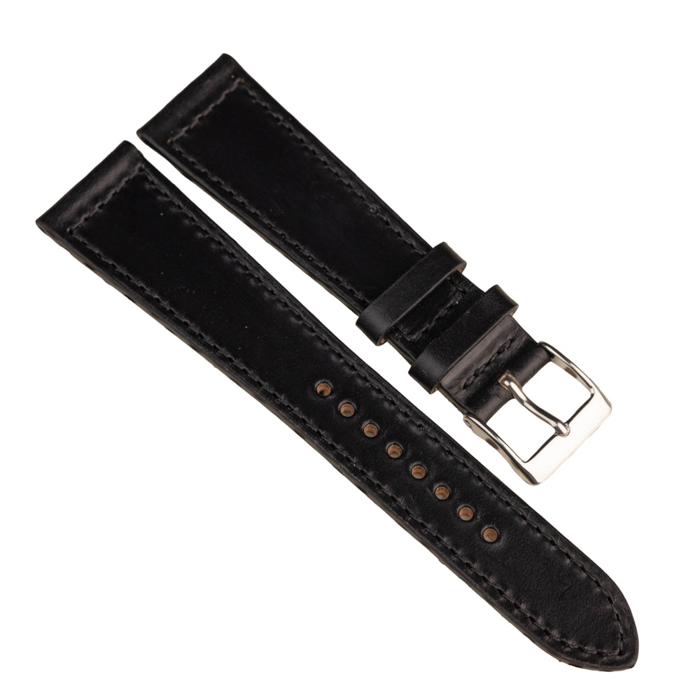 FLUCO CHROMEXCEL - pasek ze skóry Horween - CZARNY