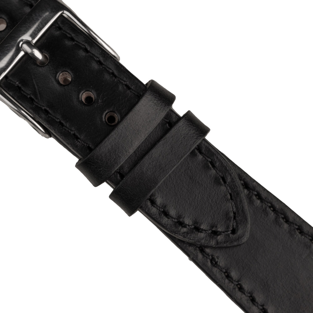 FLUCO CHROMEXCEL - pasek ze skóry Horween - CZARNY