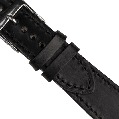 FLUCO CHROMEXCEL - pasek ze skóry Horween - CZARNY