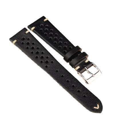 FLUCO RACING - pasek ze skóry bydlęcej - CZARNY