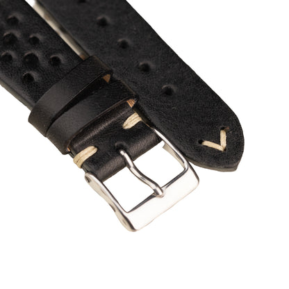 FLUCO RACING - pasek ze skóry bydlęcej - CZARNY