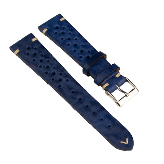 FLUCO RACING - pasek ze skóry bydlęcej - NIEBIESKI