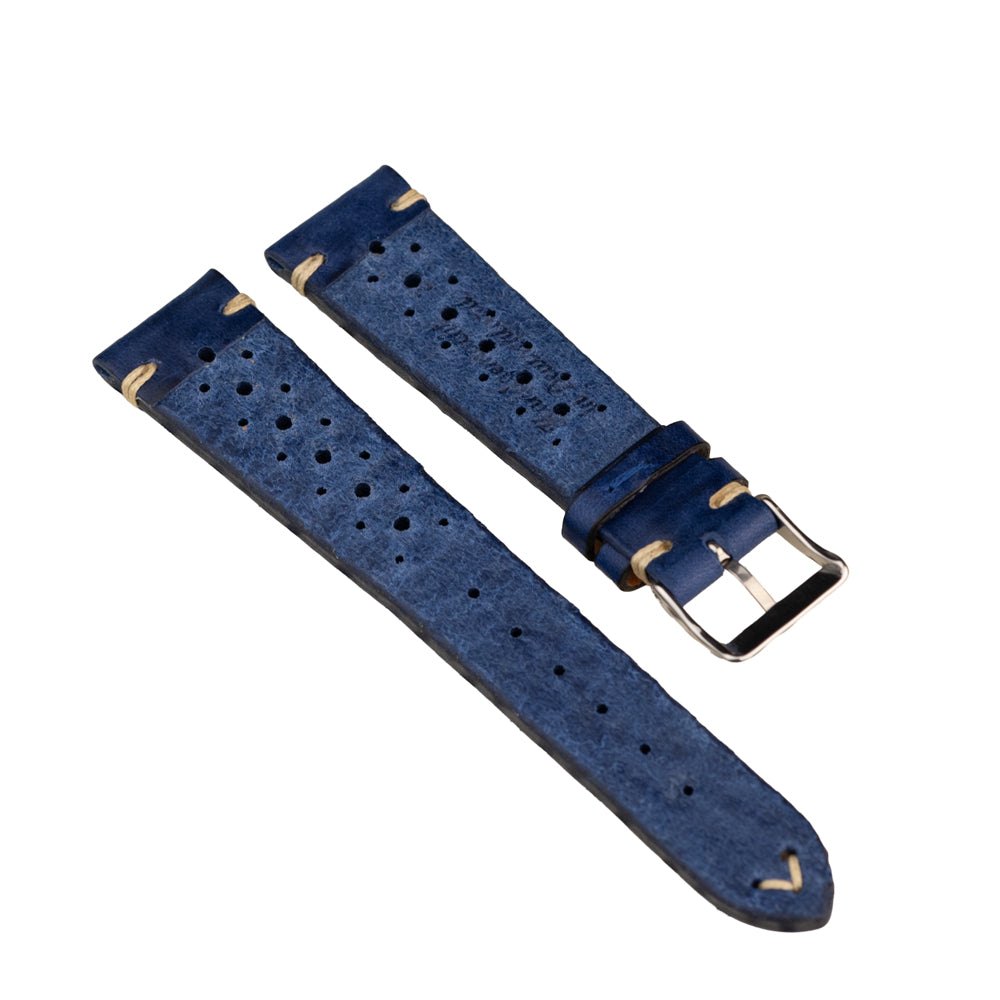 FLUCO RACING - pasek ze skóry bydlęcej - NIEBIESKI