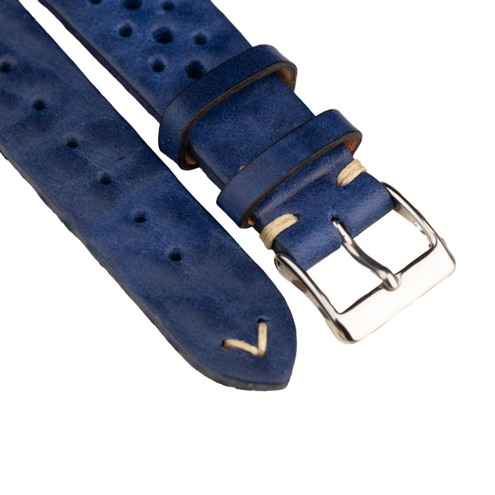 FLUCO RACING - pasek ze skóry bydlęcej - NIEBIESKI