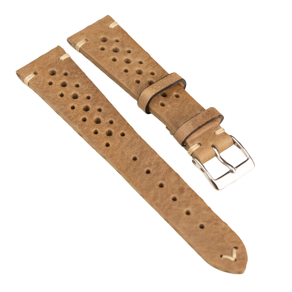 FLUCO RACING - pasek ze skóry bydlęcej - KHAKI