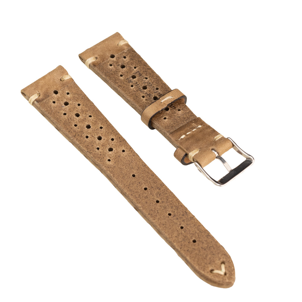 FLUCO RACING - pasek ze skóry bydlęcej - KHAKI