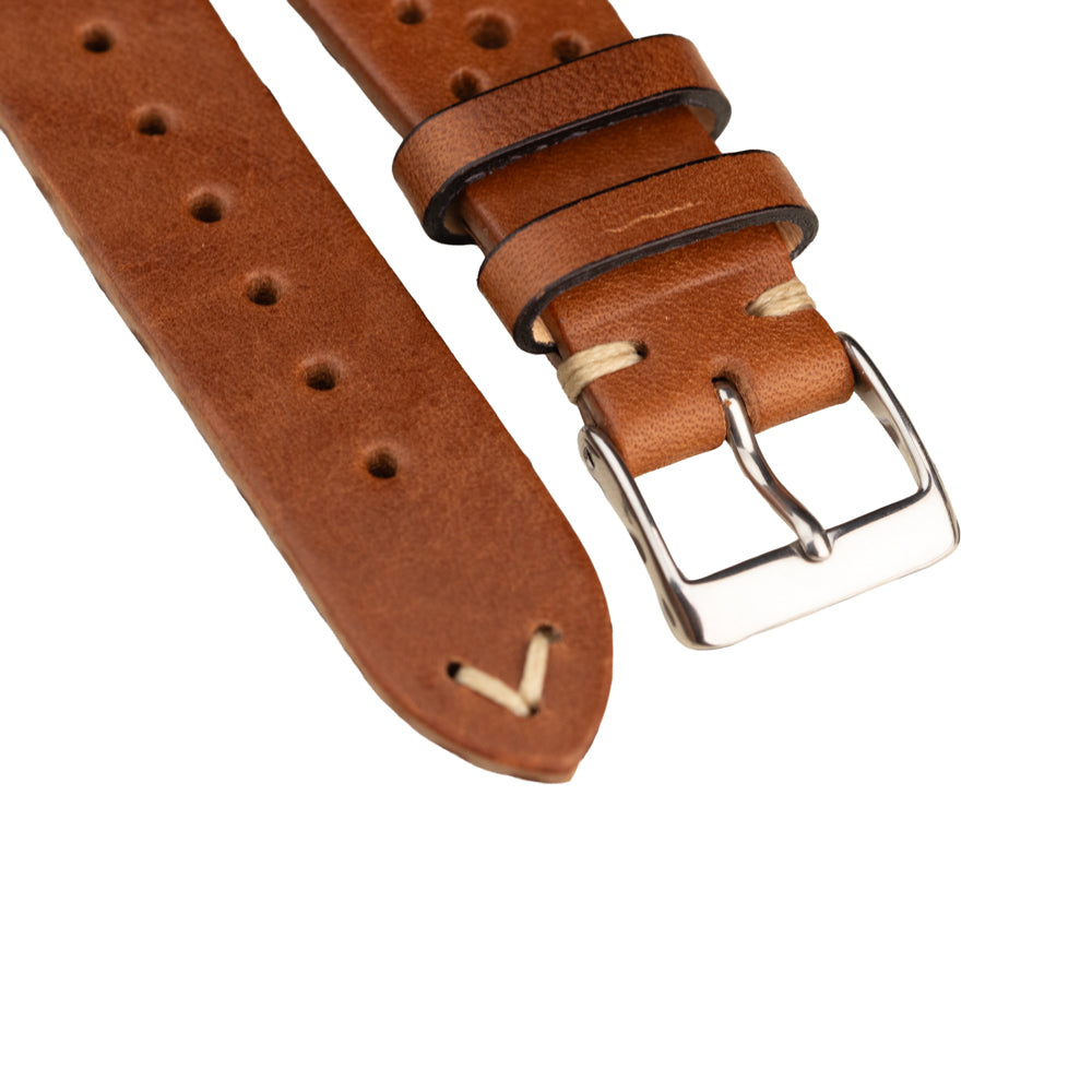 FLUCO RACING - pasek ze skóry bydlęcej - KONIAKOWY