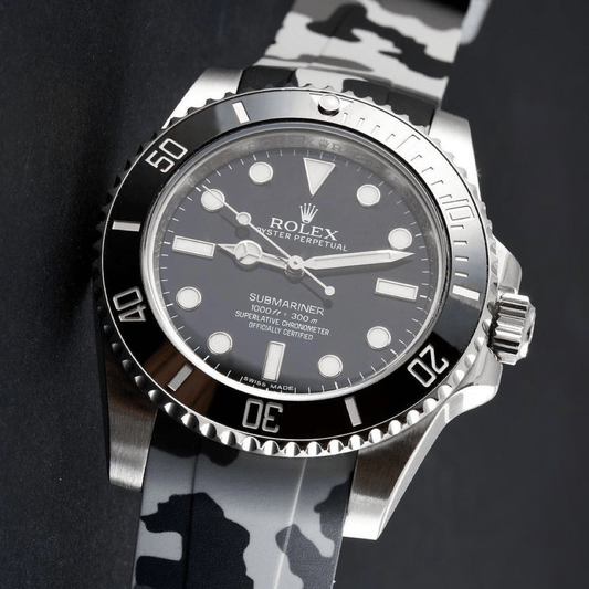 20mm Curved Ended Grey Camo Rubber Strap - Tempomat Madrid