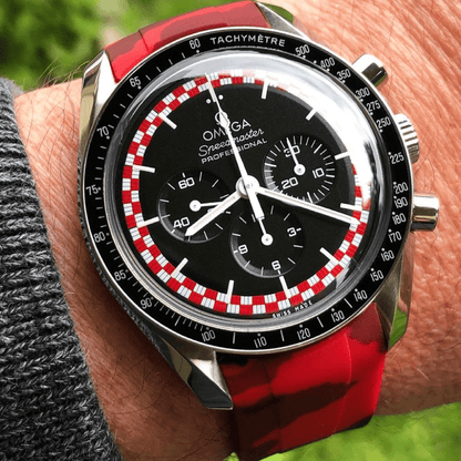 20mm Curved Ended Red Camo Rubber Strap - Tempomat Madrid